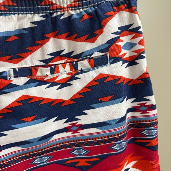 Forever 21 Men's Tribal Pattern Swim Shorts - Red and Blue - Picture 6 of 7